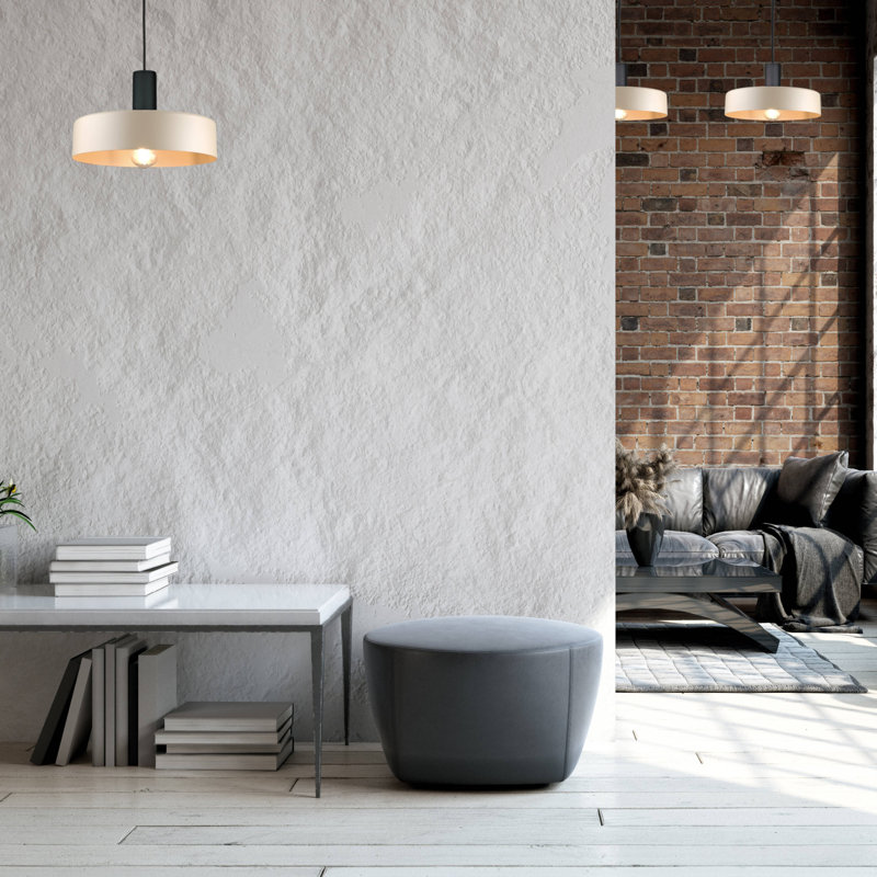 Taeshaun 1 - Light Drum Pendant, Latte Black, Beige/Brown