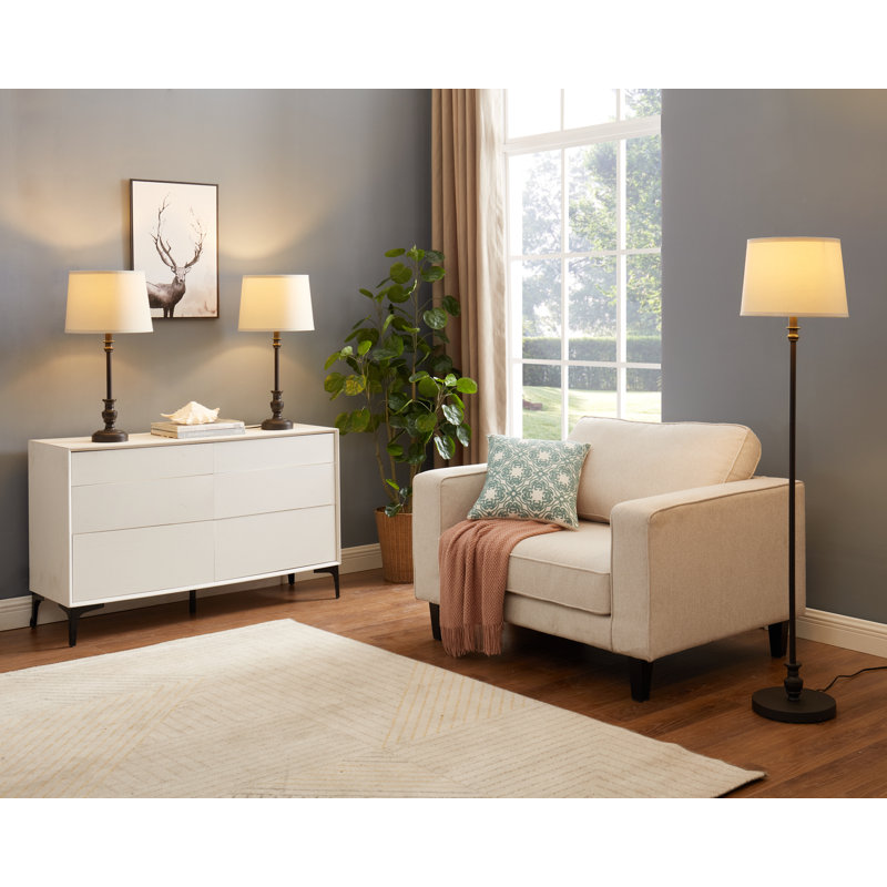 Charlton Home® Daytin 58'' LED Traditional Floor & Table Lamp Set | Wayfair