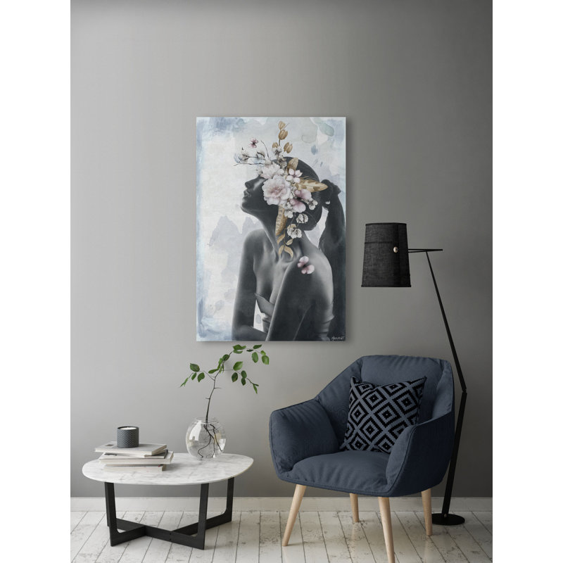 Coiffe florale-impression sur toile tendue, H 30 po x l 20 po x P 1,5 po