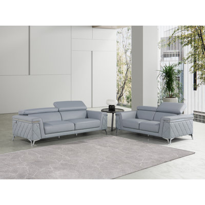 2 - Piece Top Grain Italian Leather Living Room Set