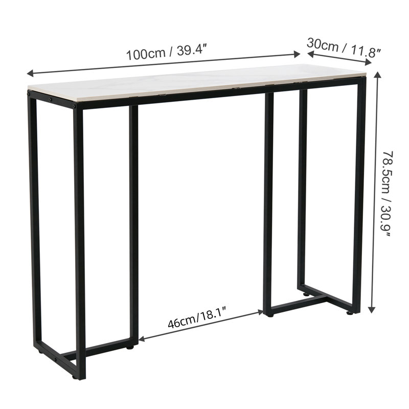 Dali 254cm Marble Top Console Table, White Marble