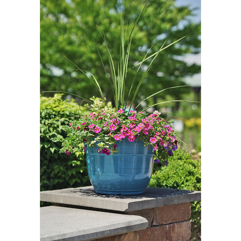 Maisonette Round Pot Planter with Drainage Holes , Dark Blue