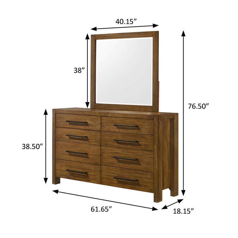 Commode transitionnelle 61,65 "avec miroir, brun chaud