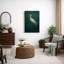 Oiseau aigrette vert rétro, photos de salle de bain rustique moderne, impression sur toile encadrée-115240911-115240906-115240907