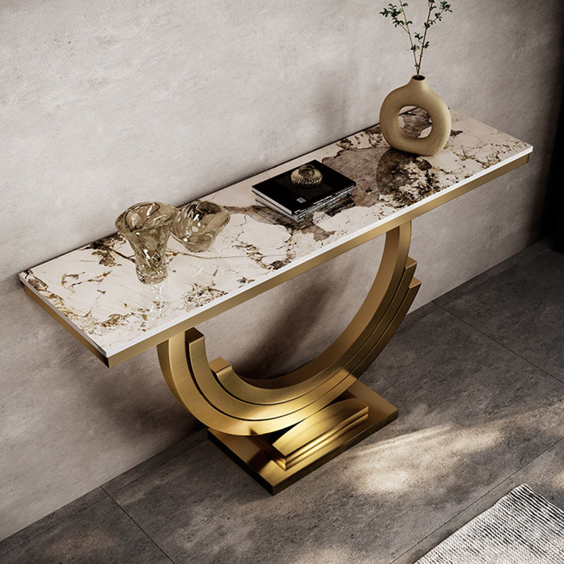 Console légère en métal de style luxueux, H 33,4 po x l 47,2 po x P 13,7 po