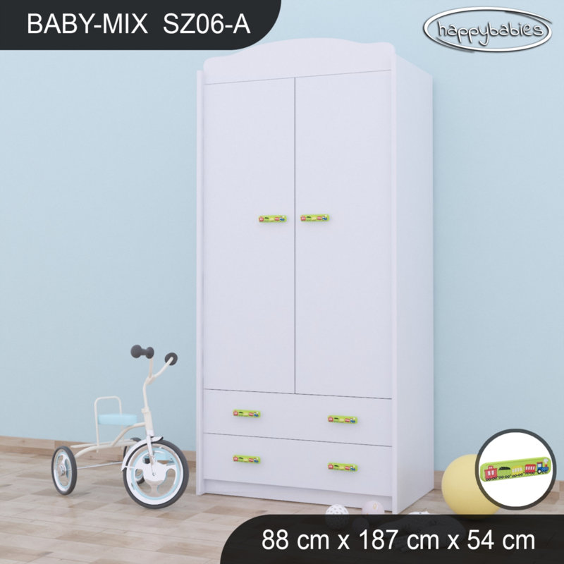 2 Door Wardrobe, White/Green