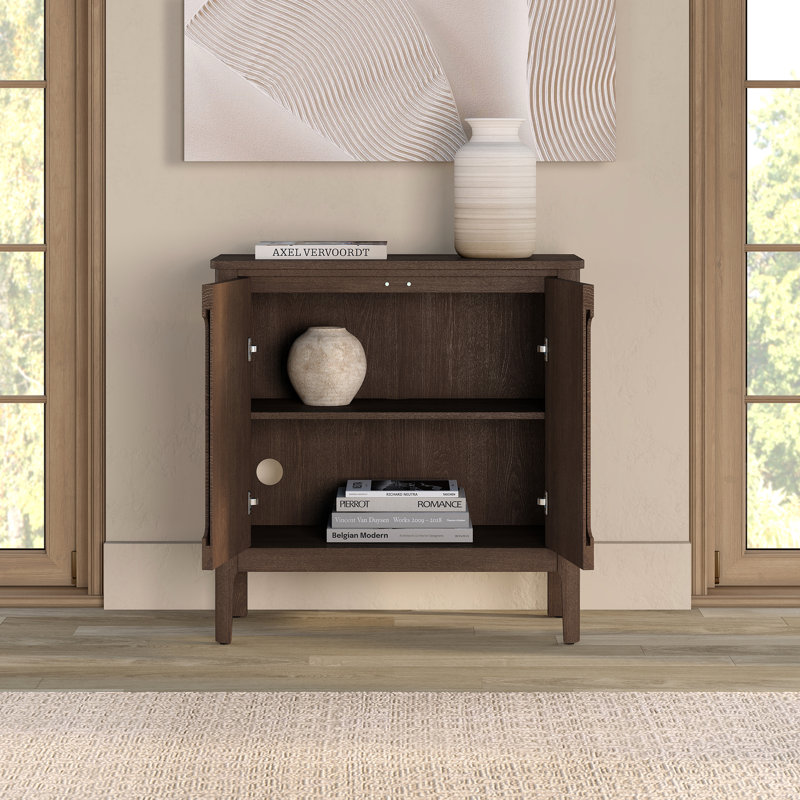 Manchester 32" Rectangular Solid Wood Accent Cabinet in Brown Oak, Brown Oak