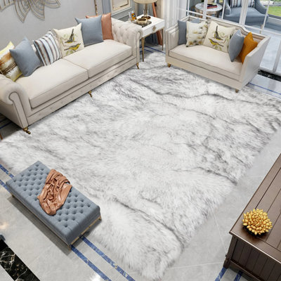 Housse de chaise en velours synthétique blanc / gris Kove