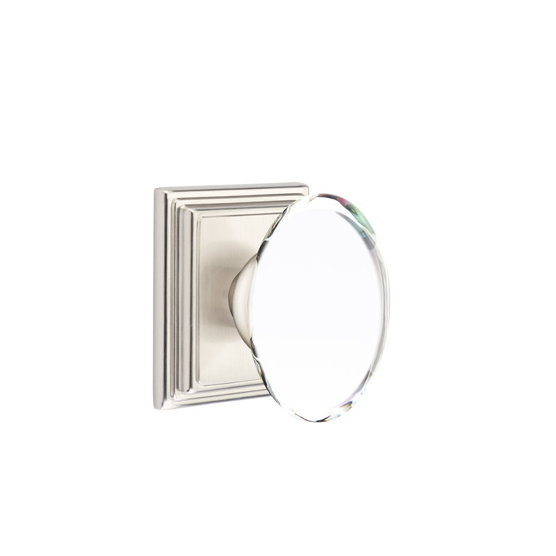 Passage Hampton Crystal Knob with Wilshire Rose, Satin Nickel