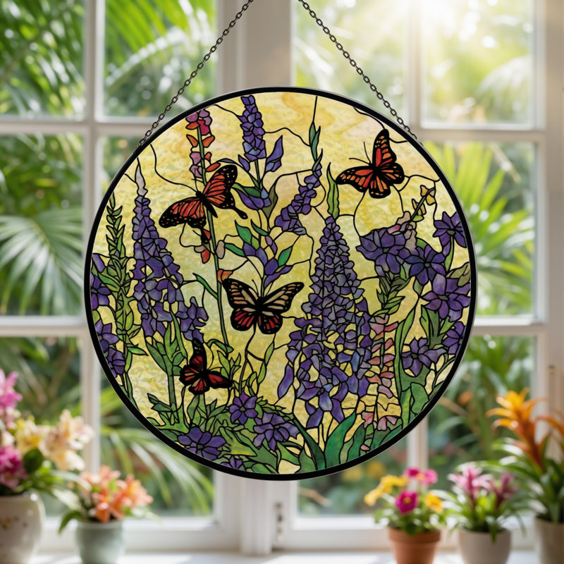 Vitrail de jardin en verre coloré 7,8 po H, H 7,8 po x l 7,8 po