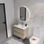 Meuble-lavabo mural de 24 po avec lavabo en céramique et 2 tiroirs à fermeture en douceur, peu encombrant et élégant