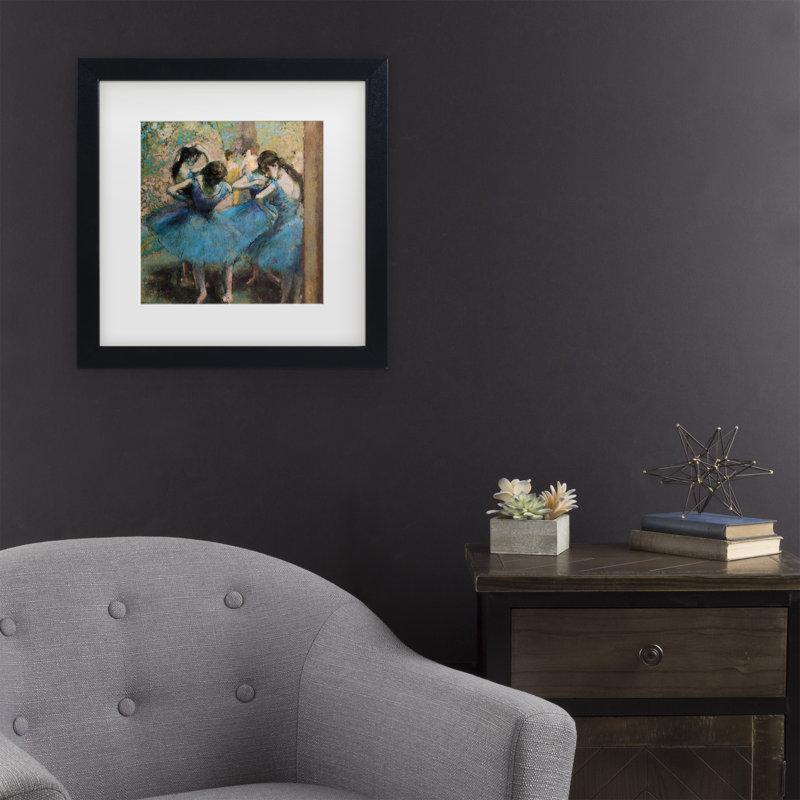 «Dancers In Blue 1890», art encadré par Edgar Degas, H 13 po x l 13 po x P 0,75 po, Noir