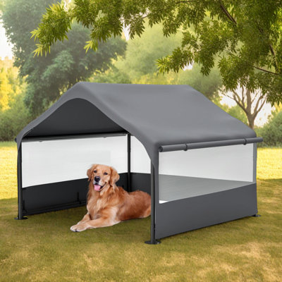 Extra Large Outdoor Dog House Tent with Mesh Windows and Canopy