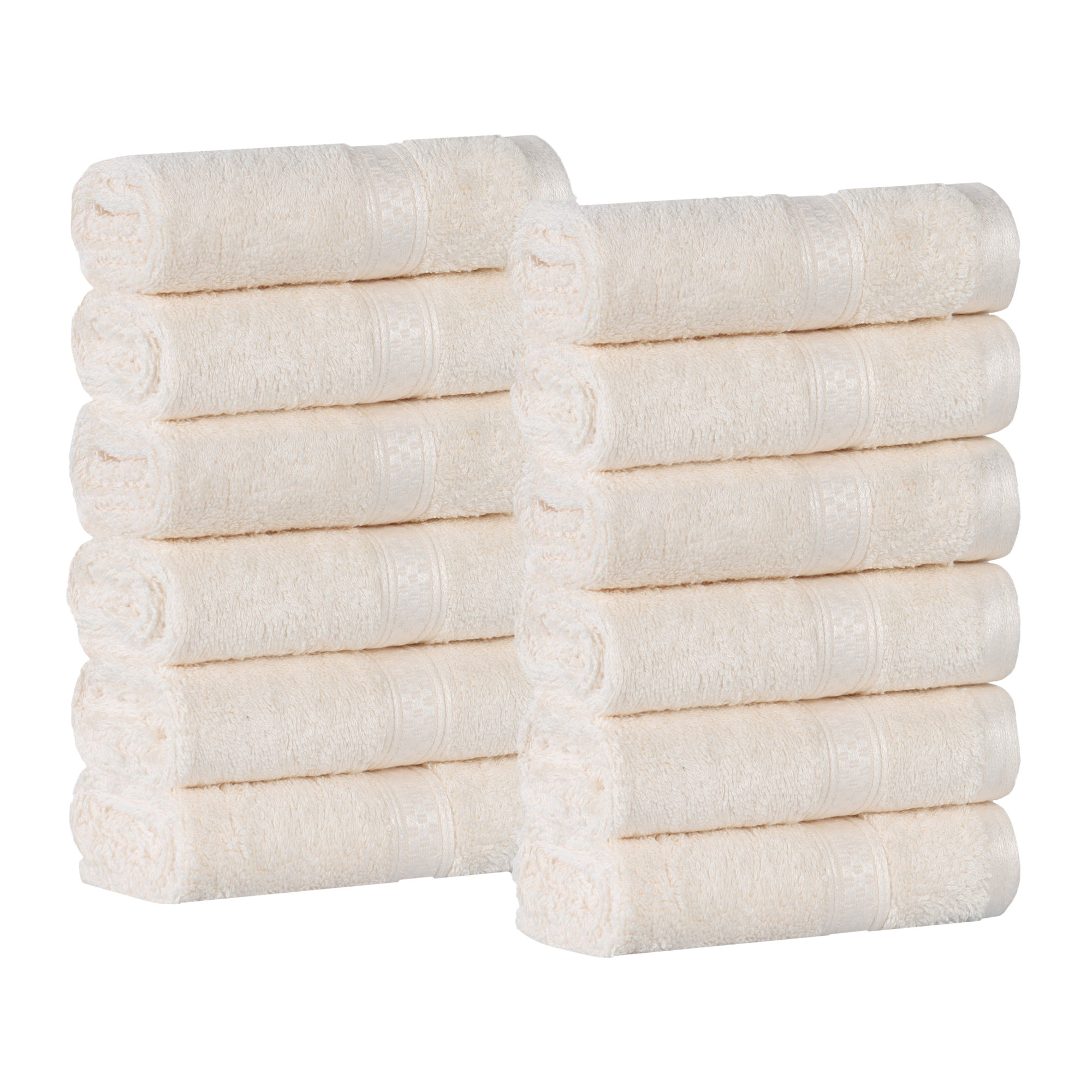 Nolhan 12 Piece Rayon from Bamboo Washcloth Towel Set, Ivory