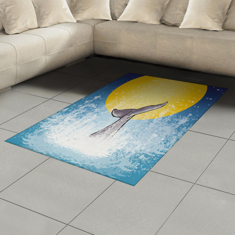 Whale High Density Long Fiber Poly Threads Decorative Area Rug Carpet, Rectangle 4' x 5'8"