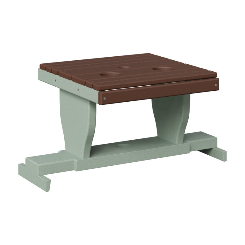 Outdoor Rectangle Side Table, Seafoam, Chocolate Brown