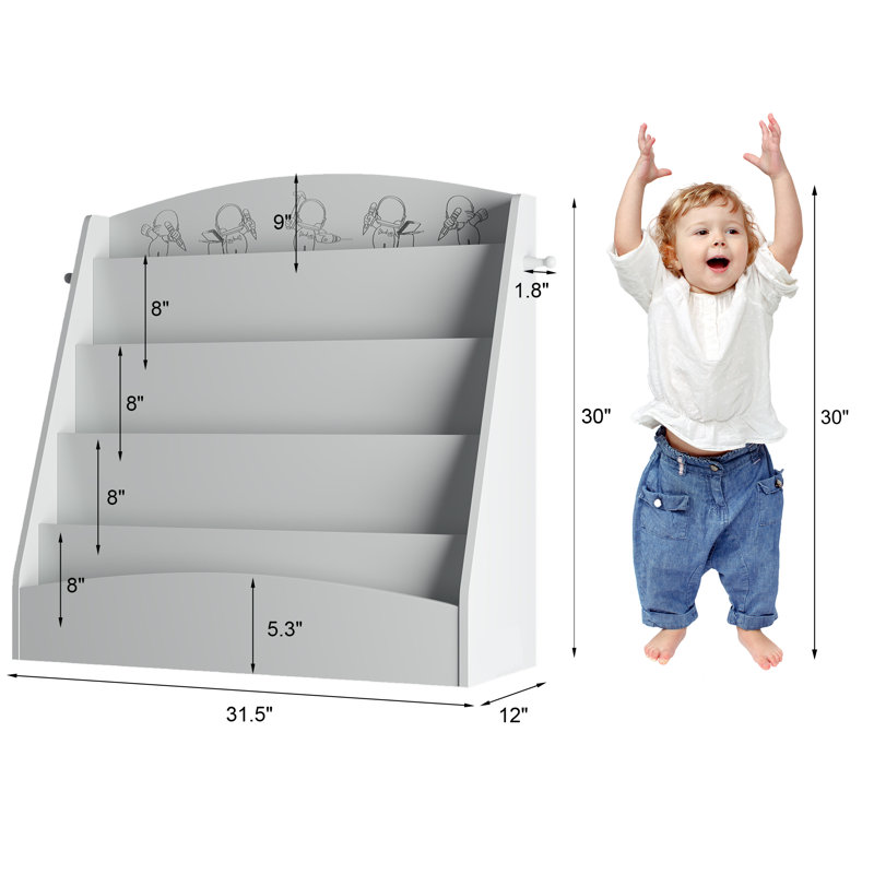 Bibliothèque à 5 niveaux pour enfants, idéale pour la chambre de bébé, la salle de jeux ou la chambre d'enfant., Gris