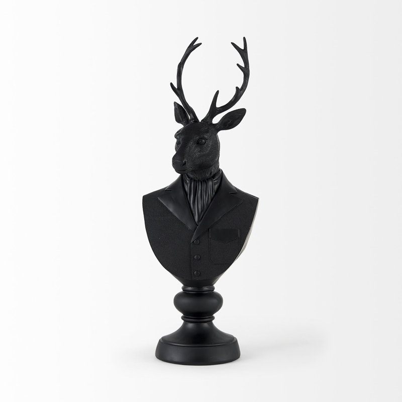 Buste de cerf en résine Emison, Noir