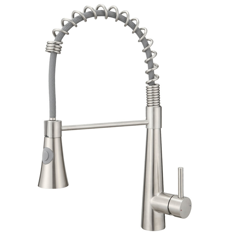 Kitchen Faucet With Pull Out In Brushed Nickel - Smooth Operation And Maintenance Contemporary Sink Spray Efficient Cleaning Solution