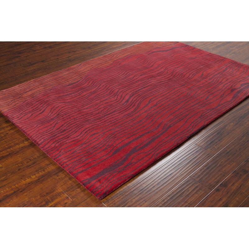 Small Deep Rug Lark Manor™ Ailey Authentic Hand-Tufted Handmade Deep Red & Burgundy ...