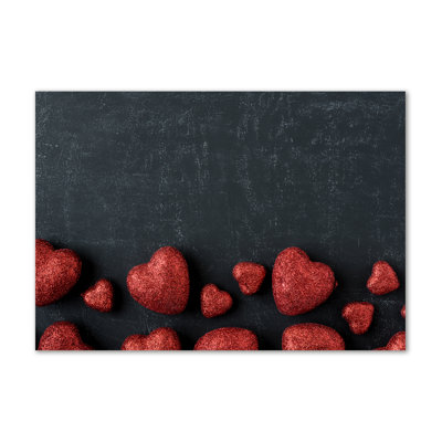 Hearts on the Blackboard 1 Piece Wrapped Canvas Wall Art