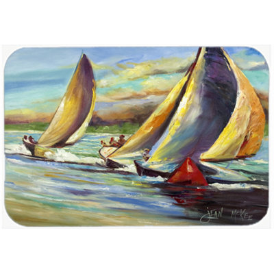 Caroline's Treasures Knost Regatta Pass Christian Sailboats Glass Cutting Board