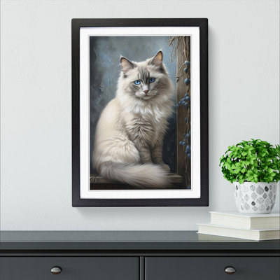 Ragdoll Cat Realism - Single Picture Frame Print on Wood