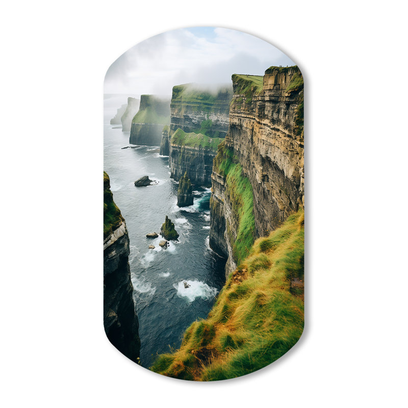 Irlande, Falaises de Moher I - Art mural asymétrique en forme de cylindre en Irlande, H 31 po x l 19 po
