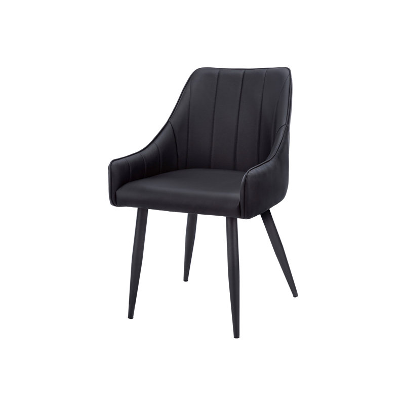 De 2 chaises de salle à manger contemporaines, revêtues de similicuir noir, look moderne pour la cuisine revêtue de cuir artificiel, pièce