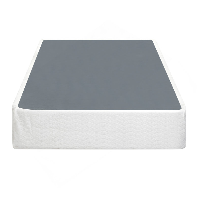 Twin Mattress Foundation 1Pc Black Metal Frame With Textured Fabric Cover, Twin