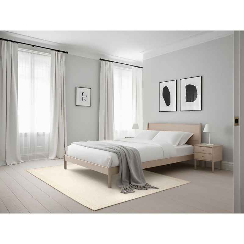 Tapis de zone crème contemporaine, Rectangle 5 pi x 7 pi