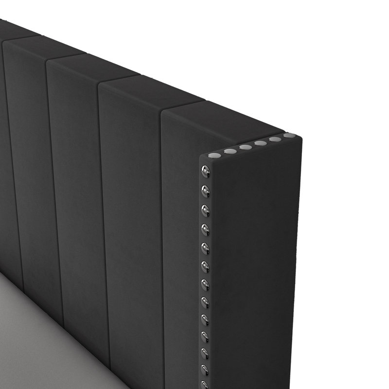 Janaila Tufted Upholstered Platform Bed, Black, Full