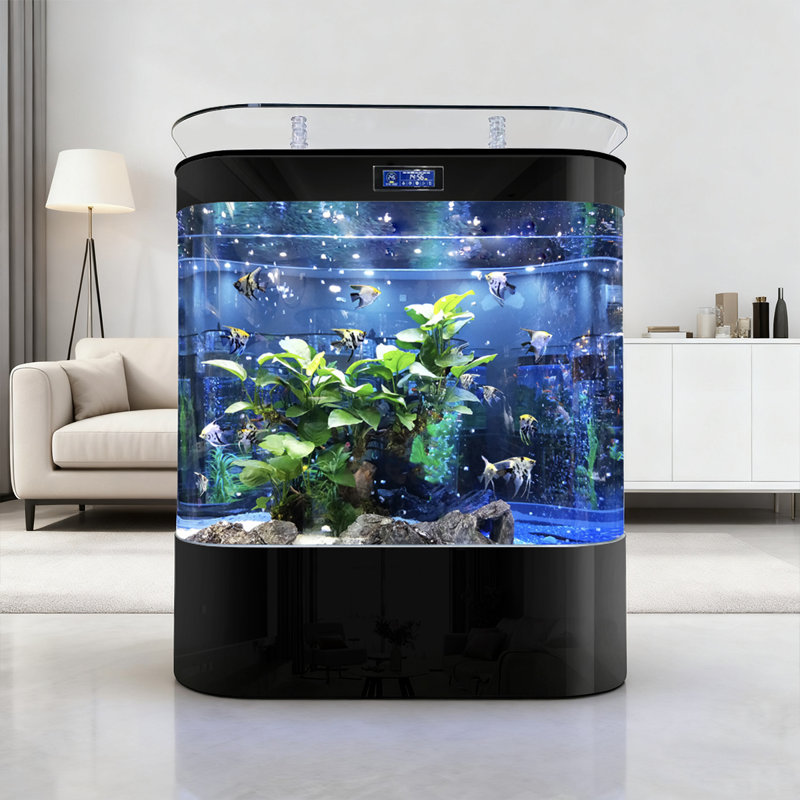 Réservoir d'aquarium à double arc avec filtre supérieur, 26,42 gallons (H 54,33 po x l 39,37 po x P 19,69 p, Noir