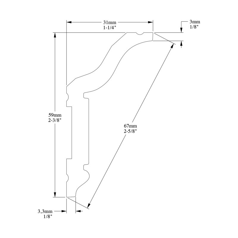 1-1/4 in x 2-3/8 in x 78-3/4 in Primed White Plain Polystyrene Crown Moulding