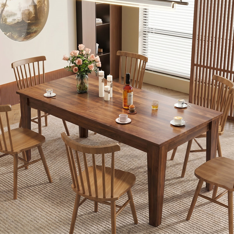 Grande table de salle à manger extensible 71 "à 106,6" pour 6 à 8 personnes, Noyer foncé