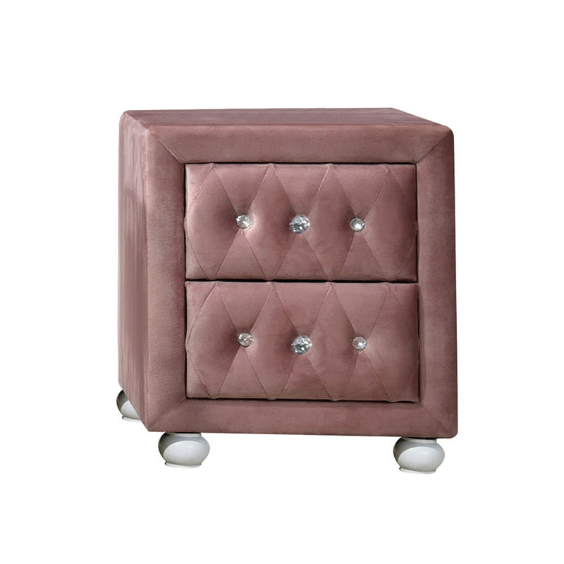Table de chevet 2 tiroirs rose