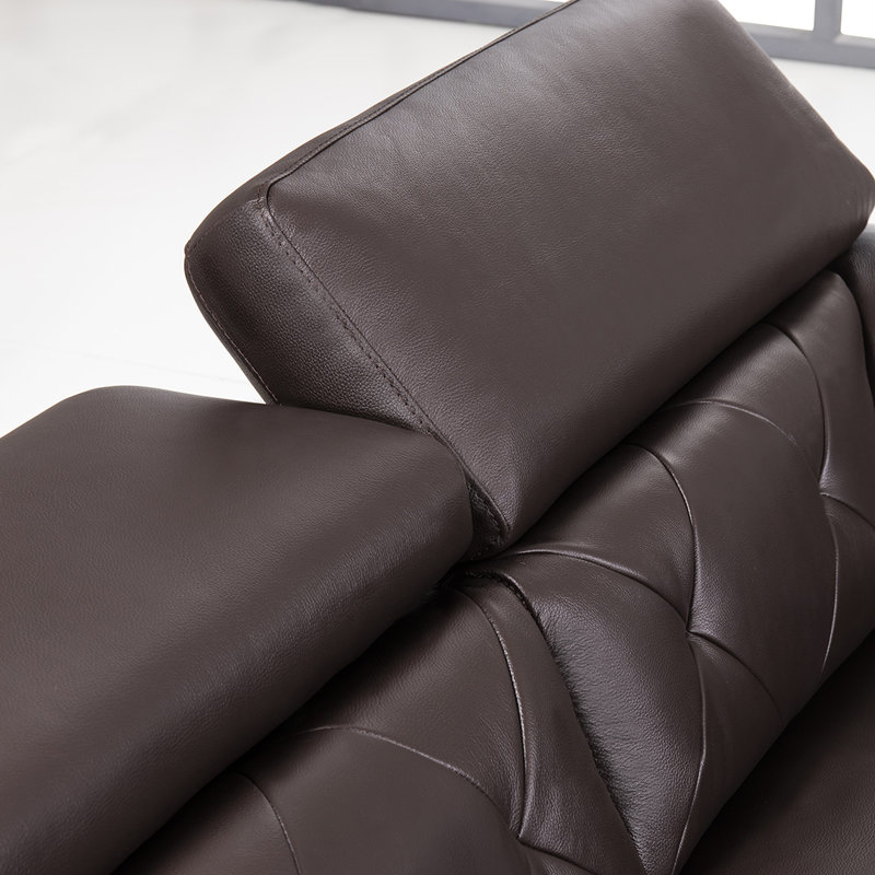 Fauteuil club Barrackville, Cuir véritable chocolat