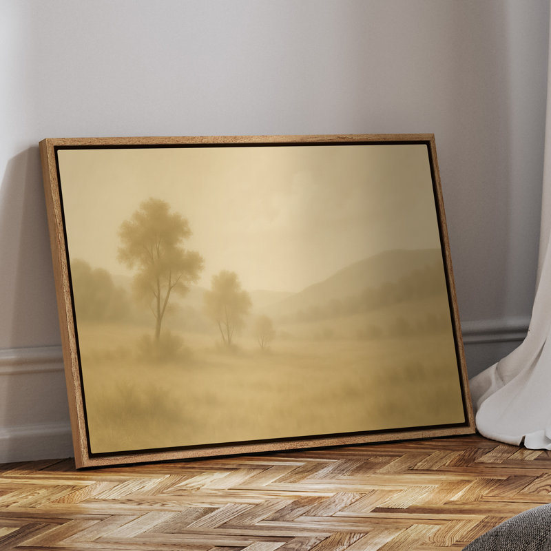 Art mural sur toile encadrée, "Misty Prairie Tree", impressions murales pour chambre à coucher - 16 po x 24 po, 16" H x 24" W