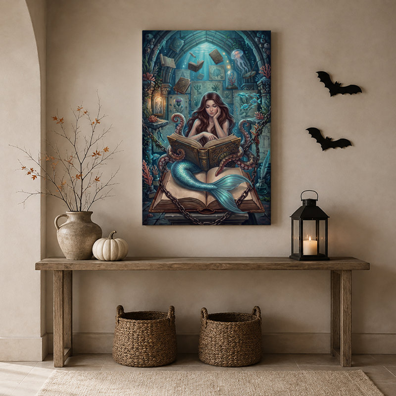 Art mural sur toile, "Mermaid Octopus", H 36 po x l 24 po