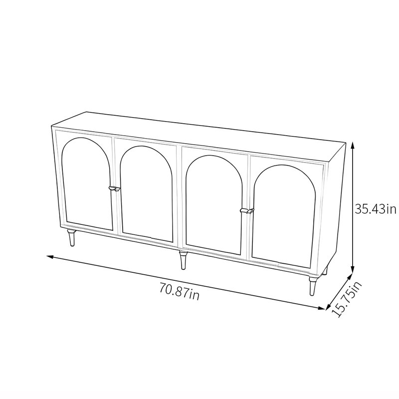 Buffet à motifs artistiques de style français, Brun