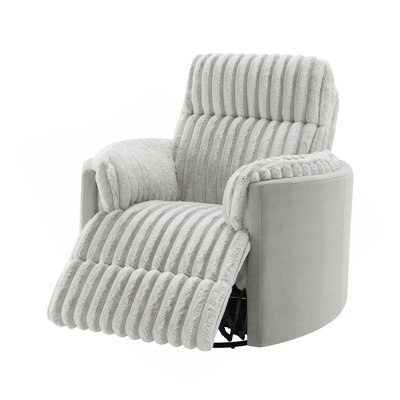 Emee Gray Corduroy Glider Recliner W/ Swivel