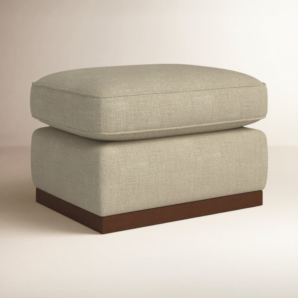 Bobbi 28" Cotton Ottoman, Effie Flax Performance Weave