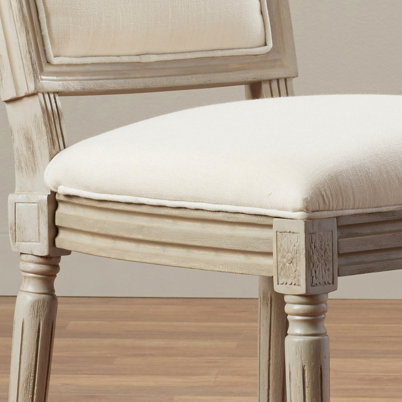 Chaise d'appoint rembourrée Moneta, Beige pâle / gris rustique