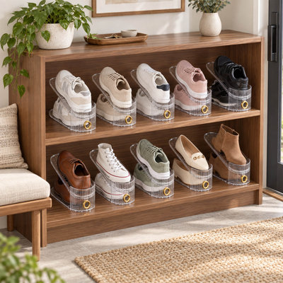 10-Pack Clear Adjustable Shoe Slot Organizers for Closet Storage