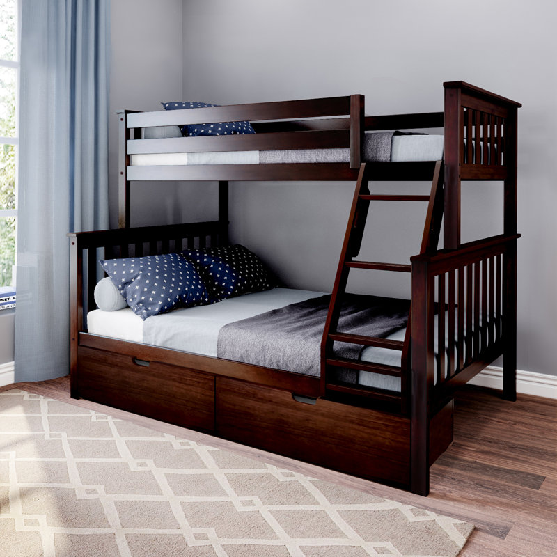 Bolles Kids Bunk Bed with Drawers, Twin over Full, Espresso