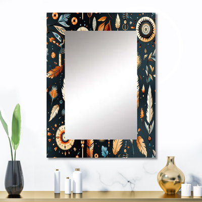 Motif rétro nomade Ii Boho - miroir décoratif boho, miroir mural brun, impression d'art en métal