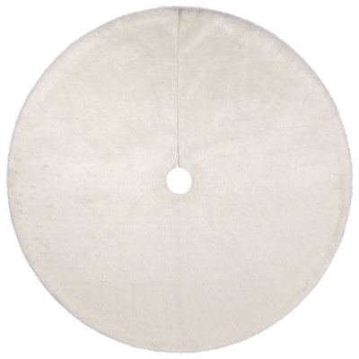 Mini Satin Christmas Tree Skirt With Faux Fur - 20" - White
