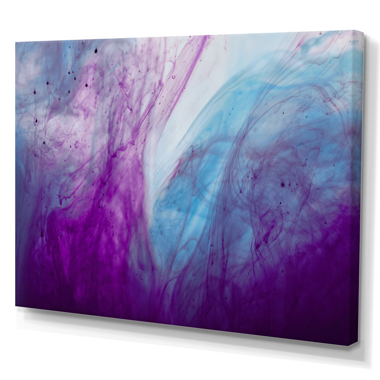 Wrought Studio Abstract Purple Blue Mixing On Canvas Painting | Wayfair