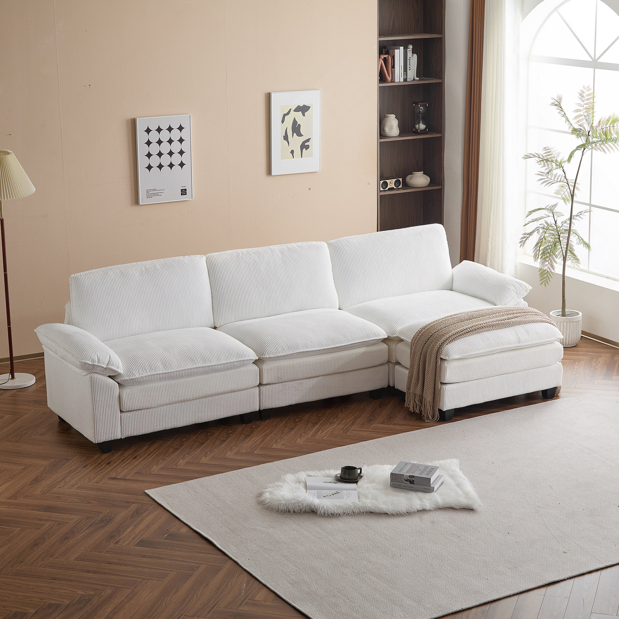 Latitude Run® Modular Sectional Sofa L - Shaped Corduroy High ...
