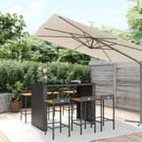 Miriyam Wicker Bar Set with Stools